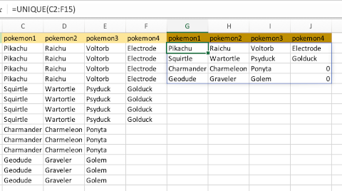 タイプとポケモン、同じタイプをまとめる UNIQUE