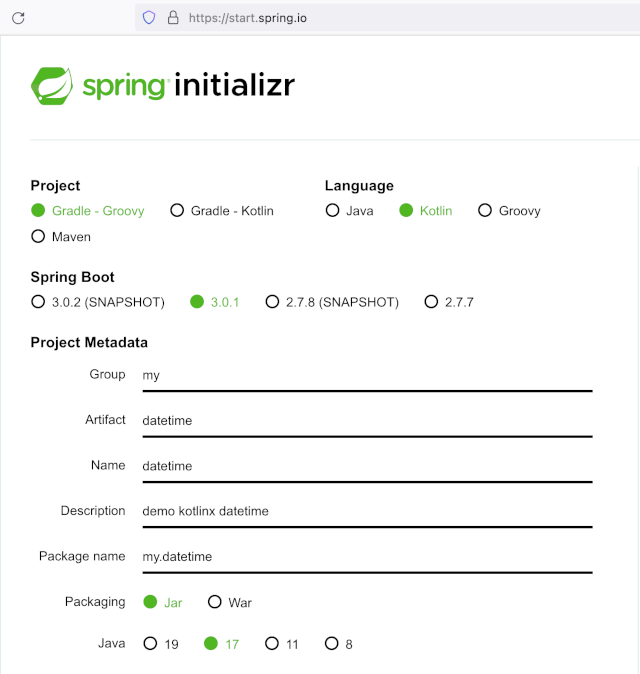 my.datetime project settings