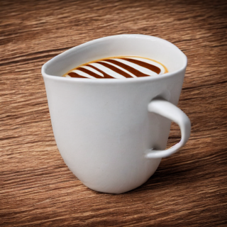 a coffee cup on the woody grain table